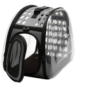 Mode Honden Draagbare Opvouwbare Ademend Licht Transparante Handtas Carrier Schouder Huisdier Reistas L grijs