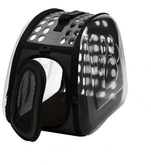 Mode Honden Draagbare Opvouwbare Ademend Licht Transparante Handtas Carrier Schouder Huisdier Reistas L zwart