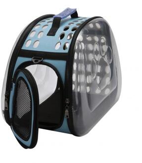Mode Honden Draagbare Opvouwbare Ademend Licht Transparante Handtas Carrier Schouder Huisdier Reistas S blauw
