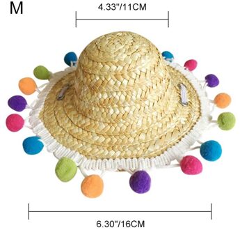 Mode Huisdier Geweven Strooien Hoed Voor Kat Zonnehoed Sombrero Voor Kleine Honden En Katten Beach Party Stro Kostuum Accessoires te Handelen Leuke 16cmx11cm