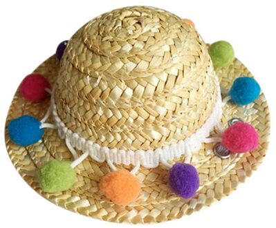 Mode Huisdier Geweven Strooien Hoed Voor Kat Zonnehoed Sombrero Voor Kleine Honden En Katten Beach Party Stro Kostuum Accessoires te Handelen Leuke 16cmx11cm2