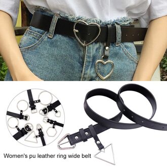 Mode Jeans Jurk Riem Gesp Diamant Driehoek Meisje Riem vrouwen PU Leer Legering Hart Riem Wilde Pin Gesp Met ringen Diamond