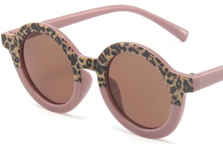 Mode Kinderen Zonnebril Jongens Meisjes Ronde Zonnebril Kinderen Vintage Luipaard Kleurrijke Brillen Shades Uv Bril 3