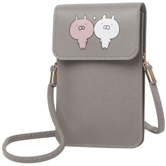 Mode Kleine Crossbody Tassen Voor Vrouwen Mini Mobiele Telefoon Tas Met Back Side Clear Aanraken Screen Venster Lederen Tas Portemonnees grijs