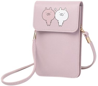 Mode Kleine Crossbody Tassen Voor Vrouwen Mini Mobiele Telefoon Tas Met Back Side Clear Aanraken Screen Venster Lederen Tas Portemonnees paars