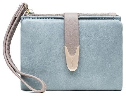 Mode Kleine Portemonnee Vrouwen Zachte Lederen Dames Portemonnee Wristand Vrouwelijke Portemonnee Portemonnee Cartera Mujer Meisje Kaarthouders licht blauw