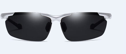 Mode Kleurrijke Zonnebril Mannen Gepolariseerde Aluminium Magnesium Semi Randloze Mannelijke Rijden Gepolariseerde Zonnebril Polarisator Bril UV zilver-grijs