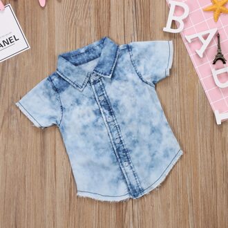 Mode Korte mouw Denim Shirt Voor Peuter Jongen 6T