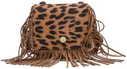 Mode Kwastje Mini Messenger Bag Kids Meisjes Handtassen Portemonnee Kinderen Schoudertassen khaki luipaard