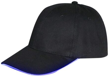 Mode LED Baseball Cap Batterij Operated Light Up Katoen Piekte Hoed Hoofddeksels Outdoor Sportkleding Met Verstelbare Rug Sluiting blauw