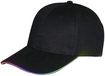 Mode LED Baseball Cap Batterij Operated Light Up Katoen Piekte Hoed Hoofddeksels Outdoor Sportkleding Met Verstelbare Rug Sluiting BN