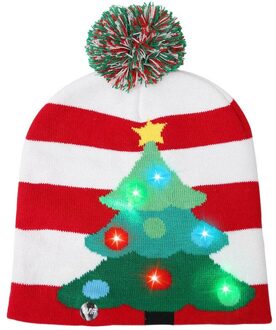 Mode Led Gloeiende Kerst Hoed Kleurrijke Kerst Pluche Gebreide Muts Kerstboom Sneeuw Decoratie christmas tree