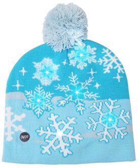 Mode Led Gloeiende Kerst Hoed Kleurrijke Kerst Pluche Gebreide Muts Kerstboom Sneeuw Decoratie sneeuwvlok