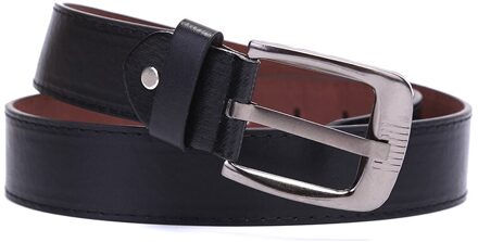 Mode Lederen Riemen Voor Heren Casual Retro Lederen Riem Gewassen Riem Mannen Lederen Riem Metalen Pin Gesp zwart