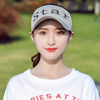 Mode Lente Zomer Vrouwelijke Outdoor Strand Sport Zonnehoed Lege Top Gebreide Cap Ster Brief Baseball Cap Zonnebrandcrème Hoed StarGray