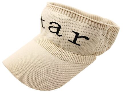 Mode Lente Zomer Vrouwelijke Outdoor Strand Sport Zonnehoed Lege Top Gebreide Cap Ster Brief Baseball Cap Zonnebrandcrème Hoed ster Beige