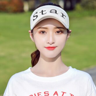 Mode Lente Zomer Vrouwelijke Outdoor Strand Sport Zonnehoed Lege Top Gebreide Cap Ster Brief Baseball Cap Zonnebrandcrème Hoed ster wit