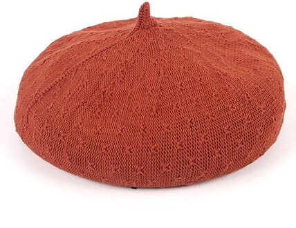 Mode Lente Zomer Vrouwen Knit Baretten Dames Solid Platte Pet Mode Gehaakte Franse Caps Sterren Schilder Hoed karamel