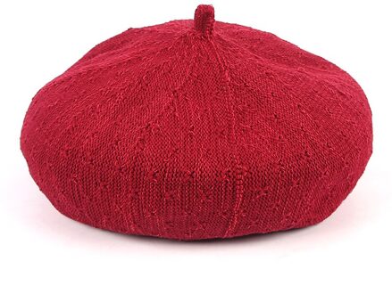 Mode Lente Zomer Vrouwen Knit Baretten Dames Solid Platte Pet Mode Gehaakte Franse Caps Sterren Schilder Hoed Rood