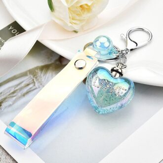 Mode Liefde Gloeiende Sleutelhanger Autosleutel Houder Voor Vrienden Acryl Bubble Kristal Tas Sleutelhanger Accessoires Sleutel ringen blauw