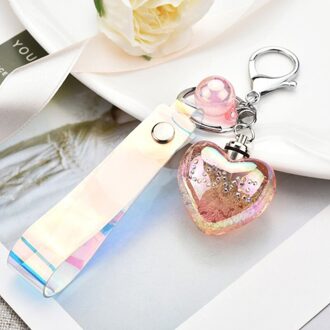 Mode Liefde Gloeiende Sleutelhanger Autosleutel Houder Voor Vrienden Acryl Bubble Kristal Tas Sleutelhanger Accessoires Sleutel ringen roze