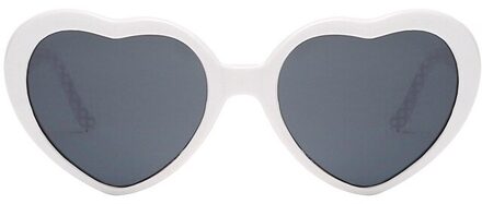 Mode Liefde Hart Vormige Effecten Bril Horloge De Lichten Veranderen Om Hartvorm Nachts Diffractie Bril Zonnebril wit