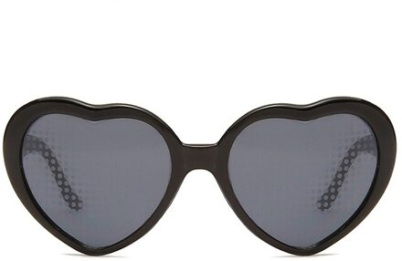 Mode Liefde Hart Vormige Effecten Bril Horloge De Lichten Veranderen Om Hartvorm Nachts Diffractie Bril Zonnebril zwart