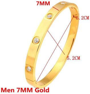 Mode Liefde Sieraden Vrouwen Armband Titanium Staal Paar Sieraden Volledige Cz White Crystal Gesp Armbanden Armbanden Mannen B002 heren 7MM goud
