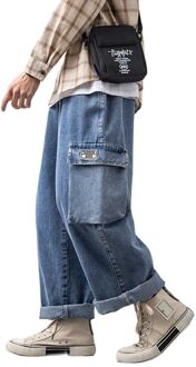 Mode Losse Baggy Denim Broek Mannen Casual Straight Cargo Jeans Streetwear Broek Hiphop Harem Jeans Mannelijke Kleding Xxl