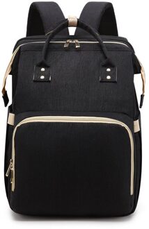 Mode Luiertassen Rugzak Multifunctionele Opvouwbare Baby Bed Wieg Tas Grote Capaciteit Wandelwagen Zak Isolatie Verpleging zwart 1
