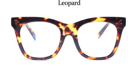 Mode Luipaard Brillen Frames Voor Vrouwen Vintage Vierkante Bloem Vrouwelijke Brilmontuur Luxe Transparante Eyewear