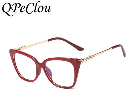 Mode Luxe Diamant Anti-Blauw Brilmontuur Vrouwen Vintage Optische Brillen Vrouwelijke Bril Oculos Feminino UV400 Red1843