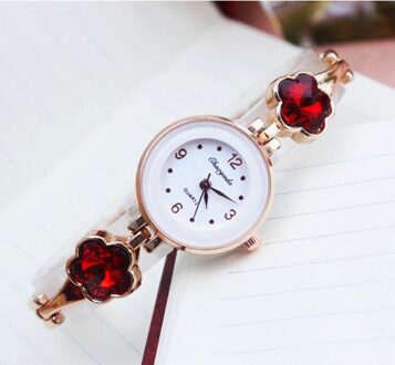 Mode Luxe Strass Horloges Vrouwen Rvs Quartz Armband Horloge Dames Jurk Horloges Gouden Klok Relogios rood