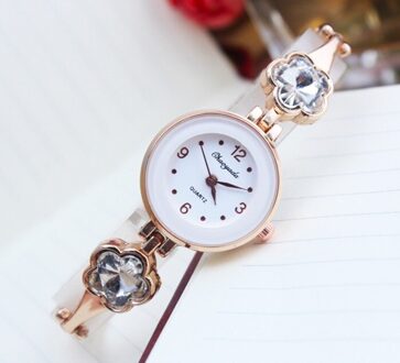 Mode Luxe Strass Horloges Vrouwen Rvs Quartz Armband Horloge Dames Jurk Horloges Gouden Klok Relogios wit