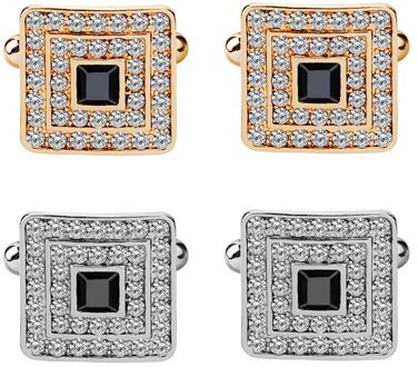 Mode Luxe Vierkante Manchetknopen Voor Mannen Bruiloft Business Shirt Kristal Mannelijke Sieraden Rose Goud Kleur Optionele roos goud