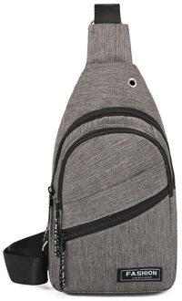 Mode Mannen Casual Outdoor Brief Schoudertas Sling Borst Pakken Canvas Usb Opladen Sport Reizen Crossbody Taille Zakken Grijs