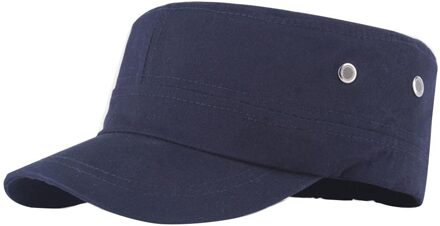 Mode Mannen Effen Kleur Platte Pet Outdoor Zon Bescherming Baseball Hoed Hiphop Uitgerust Cap Hoeden Voor Mannen Vrouwen slijpen marine blauw