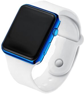 Mode Mannen Kijken Vrouwen Casual Sport Armband Horloges Wit LED Elektronische Digitale Snoep Kleur Siliconen Horloge Kinderen wit blauw