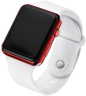 Mode Mannen Kijken Vrouwen Casual Sport Armband Horloges Wit LED Elektronische Digitale Snoep Kleur Siliconen Horloge Kinderen wit rood