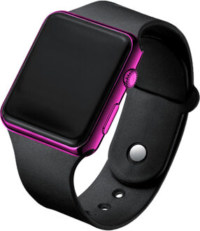 Mode Mannen Kijken Vrouwen Casual Sport Armband Horloges Wit LED Elektronische Digitale Snoep Kleur Siliconen Horloge Kinderen zwart paars