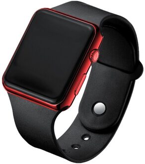 Mode Mannen Kijken Vrouwen Casual Sport Armband Horloges Wit LED Elektronische Digitale Snoep Kleur Siliconen Horloge Kinderen zwart rood