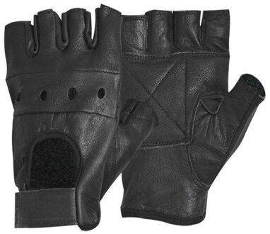 Mode Mannen Lederen Handschoenen Half Vinger Vingerloze Stage Sport Rijden Effen Zwarte Handschoenen