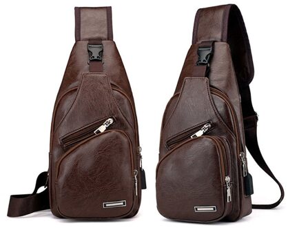 Mode Mannen Lederen Sling Pack Borst Schouder Crossbody Tas Biker Satchel Mannen Aktetassen Sales donker bruin