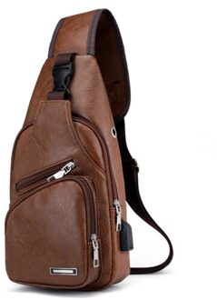 Mode Mannen Lederen Sling Pack Borst Schouder Crossbody Tas Biker Satchel Mannen Aktetassen Sales licht bruin