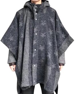 Mode Mannen Mantel Jassen Hooded Effen Kleur Cape Poncho Losse V-hals Streetwear Jas Onregelmatige Mannen Lange Geul