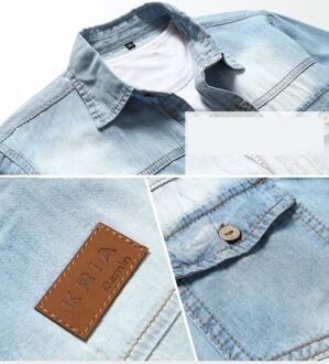 Mode Mannen Slim Fit Mannelijke Spijkerjasje Retro Denim Jas Overjas Tops licht blauw / Xxl