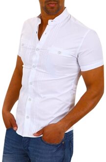 Mode mannen Slim Fit V-hals Korte Mouwen Spier T-shirt Zomer Tops Blouse Man Dress Shirts Camisas Masculina wit / S
