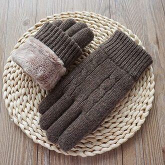 Mode Mannen Touch Screen Handschoenen Mannelijke Fluwelen Dikke Winter Gebreide Warme Wollen Handschoenen outdoor Rijden Wanten donker thee