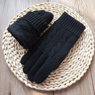 Mode Mannen Touch Screen Handschoenen Mannelijke Fluwelen Dikke Winter Gebreide Warme Wollen Handschoenen outdoor Rijden Wanten zwart