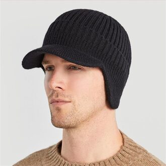 Mode Mannen Warme Oorbeschermers Dikker Oor-Fladderde Hoed Faux Fur Cap Winter Faux Fur Thundercap Sombrero De hombre Шапка zwart